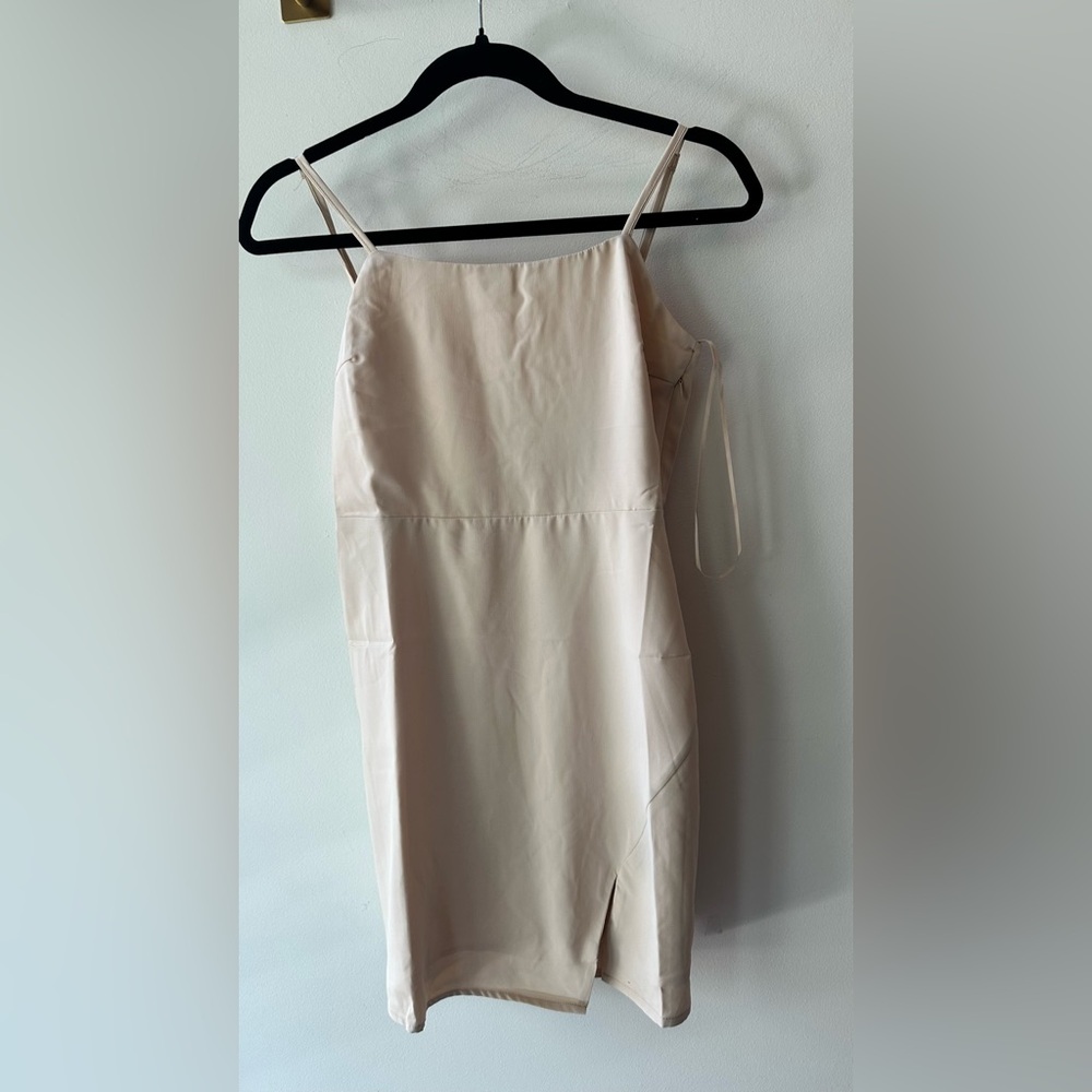 HYFVE, Beige Slip Dress with Tie Back, Size S | 0405
